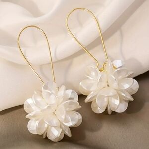 White Floral Drop Earrings